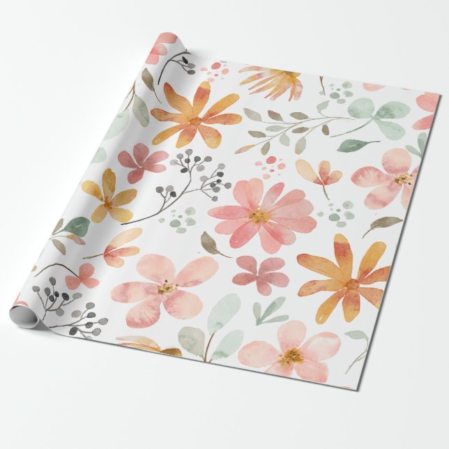 Papel De Presente Suspiros Florais: Molas Exclusivas ZazzleWrapMagic (Desenrolado)