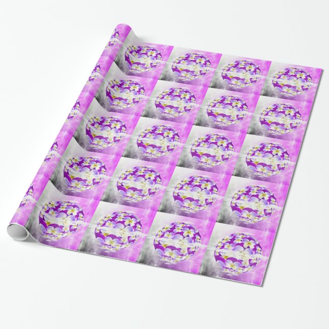 Papel De Presente Sutil, simples padrão de flor de amor-perfeito vio (Desenrolado)