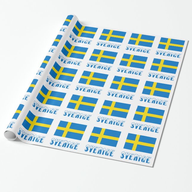 Papel De Presente Sverige e a Bandeira Sueca (Desenrolado)
