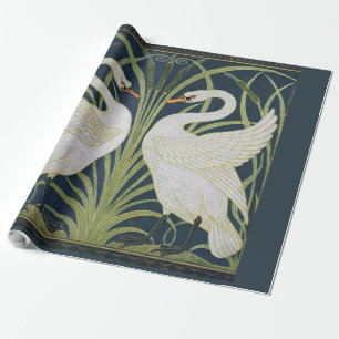Papel De Presente Swan Art Nouveau Dois Swans