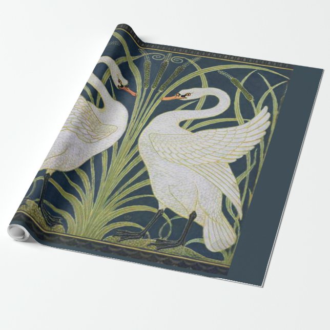 Papel De Presente Swan Art Nouveau Dois Swans (Desenrolado)