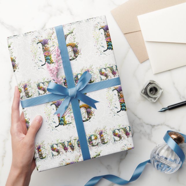 Papel De Presente Sweet 16 Happy Birthday Wildflower Text (Presentear)