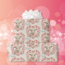 Papel De Presente Sweet Baby Lamb Add Child's Name Primavera