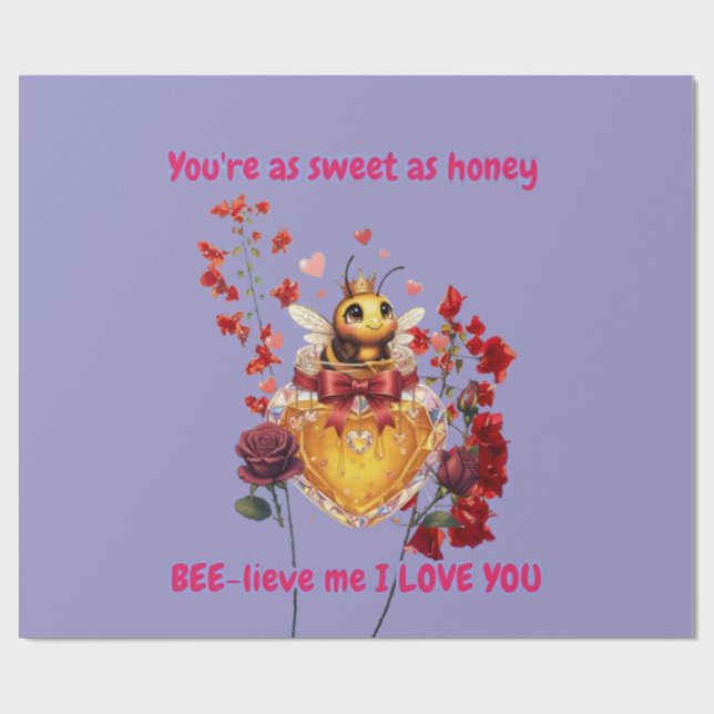 Papel De Presente Sweet BEE mine-BEE lieve me i love you (Aberto)