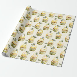 Papel De Presente Sweet Gold Honey Yellow Cupcakes Christmas 