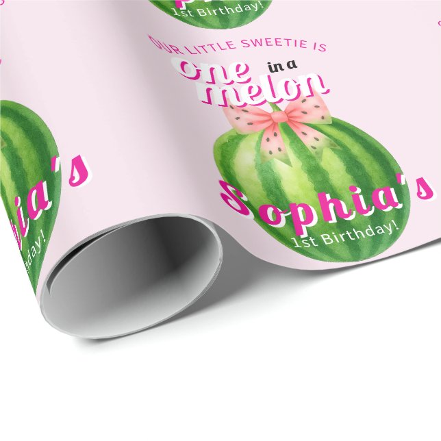 Papel De Presente Sweet Melon First Birthday Party (Ponta do rolo)