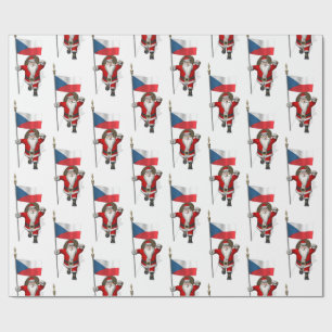 Papel De Presente Sweet Santa Claus Com Bandeira Da República Checa