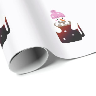 Papel De Presente Sweet Snowman a abraçar uma caneca