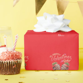 Papel De Presente Sweet Strawberry Valentine's Day Personalized 