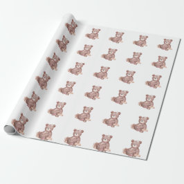 Papel De Presente Sweet Teddy Bear Baby Shower Wrapping Paper
