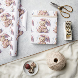 Papel De Presente Sweet Teddy Bear Girl Baby Shower Favor
