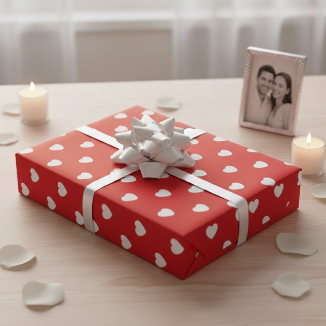 Papel De Presente Sweetheart Red & White Valentine Hearts (Sweetheart Red & White Valentine Hearts Wrapping Paper)