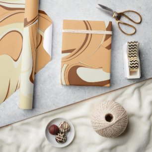 Papel De Presente Swirl de Café Castanho