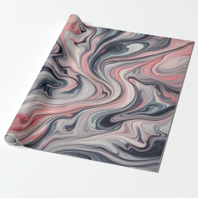 Papel De Presente Swirling Shades of Pink, Grey, and White (Desenrolado)