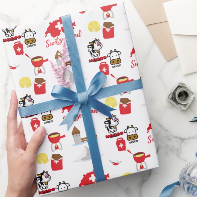 Papel De Presente Swiss - Switzerland Souvenir Icons  (Criador carregado)