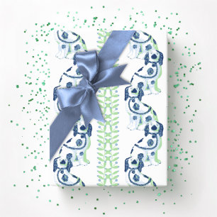 Papel De Presente Swoon Staffordshire Dogs Vine Slate e Verde