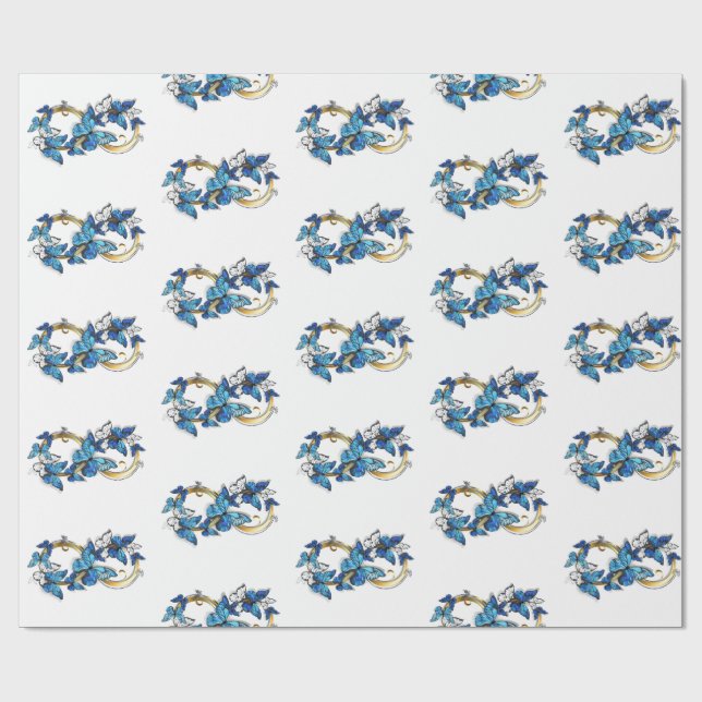 Papel De Presente Symbol Infinity of Blue Morpho Butterflies (Aberto)