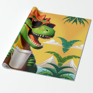 Papel De Presente T-Rex Dinossauro Engraçado