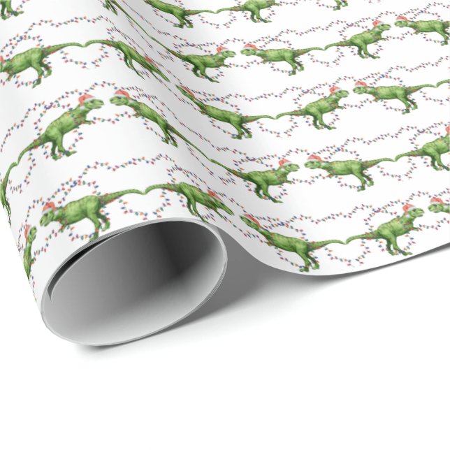 Papel De Presente T-Rex Holiday Wrapping Paper (Ponta do rolo)