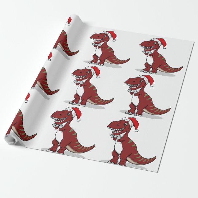 Papel De Presente T-Rex Natal (Desenrolado)