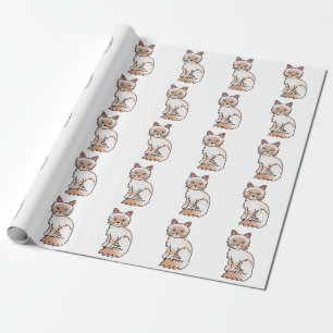 Papel De Presente Tabby Birman / Ragdoll Cute Cat Patterno