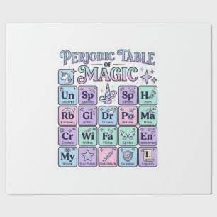 Papel De Presente Tabela Periódica Mágica de Unicórnio Design Gráfic
