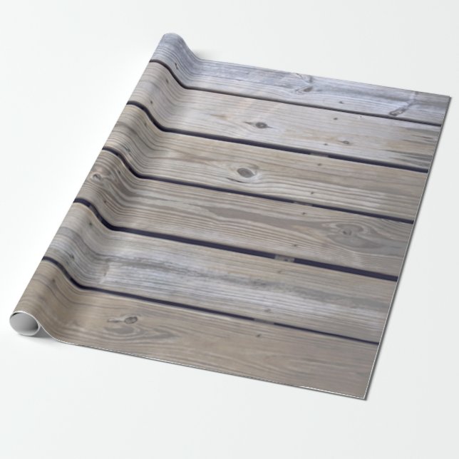Papel De Presente Tábuas de Madeira de Praia (Desenrolado)