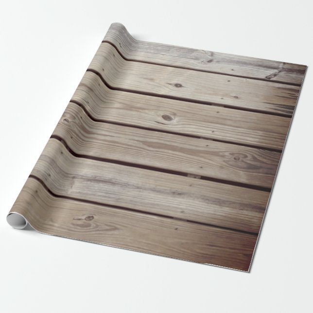 Papel De Presente Tábuas de Madeira Rústica (Desenrolado)