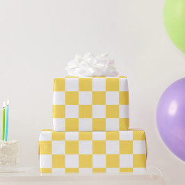 Papel De Presente Tabuleiro de xadrez amarelo visual clássico 