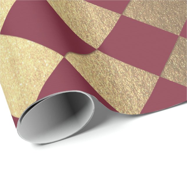 Papel De Presente Tabuleiro Metálico Dourado Maroon Maruon (Ponta do rolo)