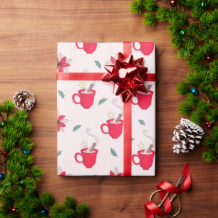 Papel De Presente Taça de Café de Natal Vermelho pecados de Holly