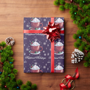 Papel De Presente Taça de Chocolate Quente de Natal   Roxo