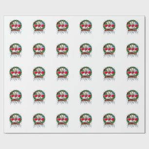 Papel De Presente Taças de Vinho Tinto de Natal Coroa de Azevinho Ho