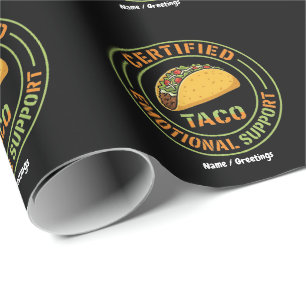 Papel De Presente Taco de Suporte Emocional Certificado Comida Diver