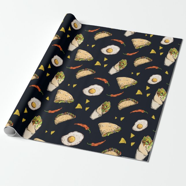 Papel De Presente Tacos Burrito Nachos Comida mexicana Gift Cute Sum (Desenrolado)