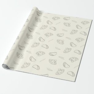 Papel De Presente Tacos, Nachos e Chilies Comida Esboçada