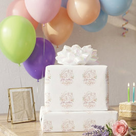 Papel De Presente Tal Mãe, Tal Filha - Mariposa Floral Minimalista