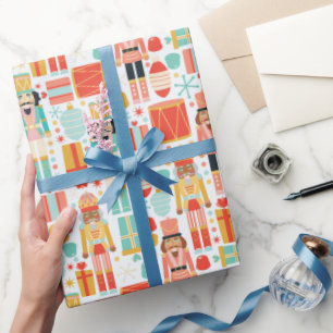 Papel De Presente Tambores Coloridos de Noz de Natal Padrão de Natal