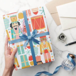 Papel De Presente Tambores Coloridos de Noz para Natal Flocos de Nev