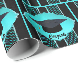 Papel De Presente Tampa de Graduação Falso Rhinestone Preto Turquesa
