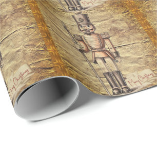 Papel De Presente Tan Bronze Art Rustic Nutcracker