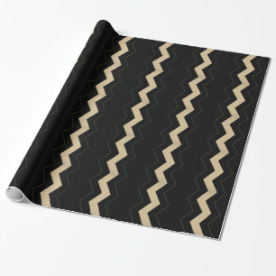 Papel De Presente Tan e Black Zigzag 