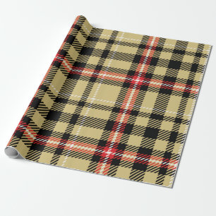 Papel De Presente Tan e Red Twill xadrez