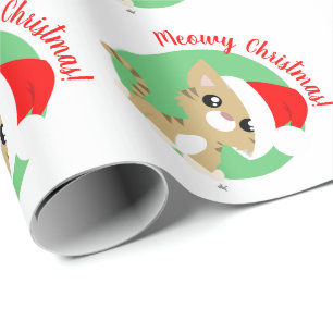 Papel De Presente Tan Meowy Christmas Wraping Paper