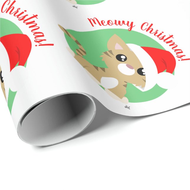 Papel De Presente Tan Meowy Christmas Wraping Paper (Ponta do rolo)