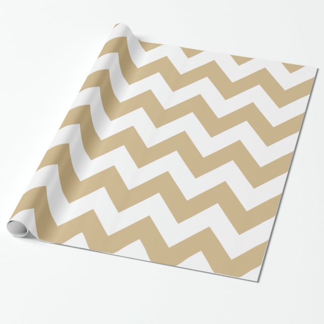 Papel De Presente Tan Neutral Chevrons (Desenrolado)