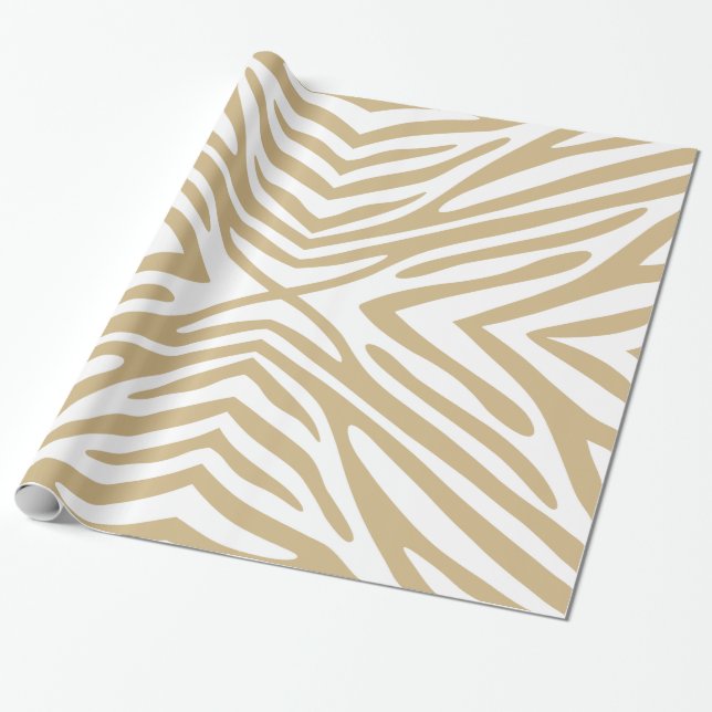 Papel De Presente Tan Neutral Zebra (Desenrolado)