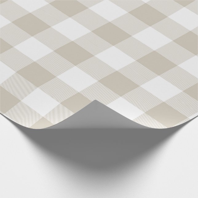 Papel De Presente Tan rústico e teste padrão branco da verificação (Ponta)