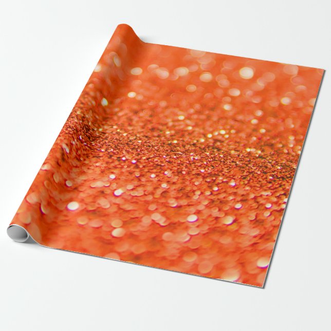 Papel De Presente Tangerine Orange Glitter Design (Desenrolado)