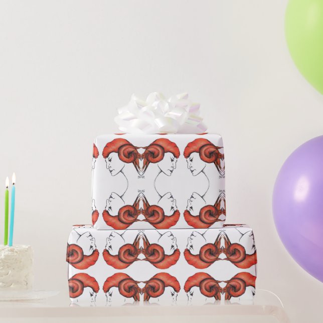 Papel De Presente Tangerine Orange Haired Woman Portrait Pop Art (Presentes para festas)